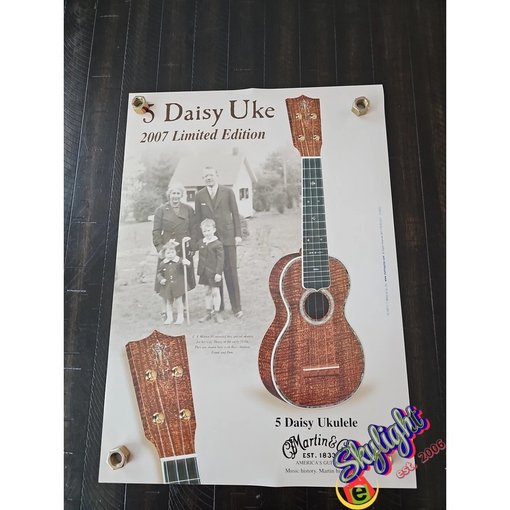 Rare 2007 Special Ed. Martin Guitar 5 Daisy Uke Ready to Frame Poster‎
